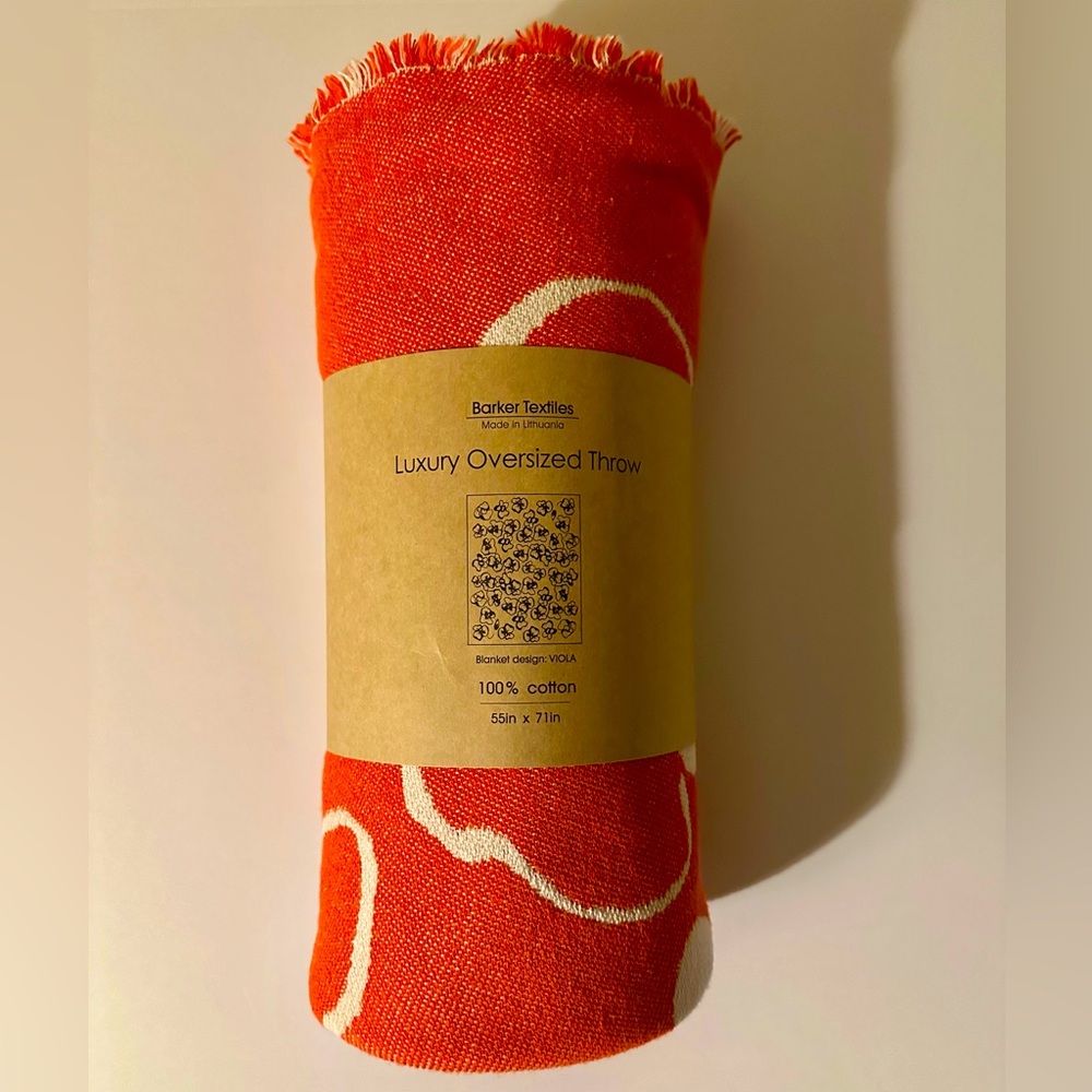 🎁Barker Textiles Cotton Throw Blanket - 100% Cotton - Orange Viola - 55” x 71”